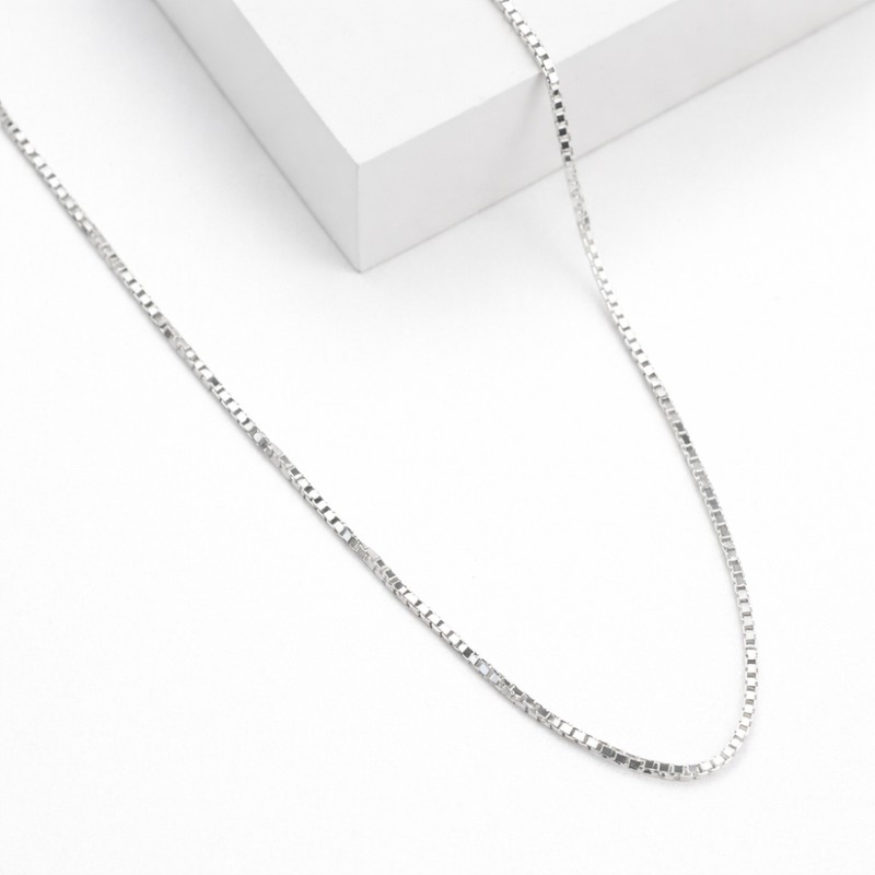 Corrente Prata Veneziana Diamantada (45cm)